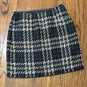W by Worth Tartan Mini Skirt in Green brown Cream tweed plaid size 0